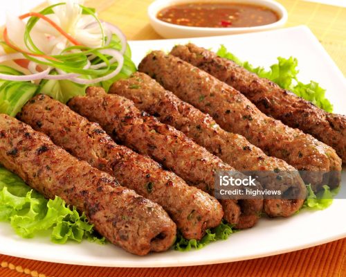A delicious, hot and spicy barbecue meal. Made by beef and spices, famous in Arabs, Pakistani, Iranian, Indian and Turkish Peoples.